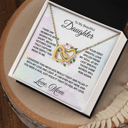To My Daughter Necklace – Daughter Graduation & Birthday Present from Mom – Interlocking Hearts Necklace - Personalize Memories