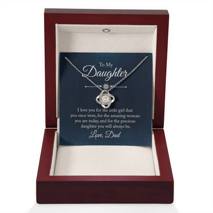 To My Daughter Necklace from Dad – Daughter Gift for Birthday Graduation Achievements – Love Knot Necklace - Personalize Memories
