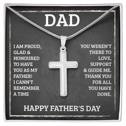 Dad - I'm proud - Artisan Cross Necklace - Father's Day Present - Personalize Memories