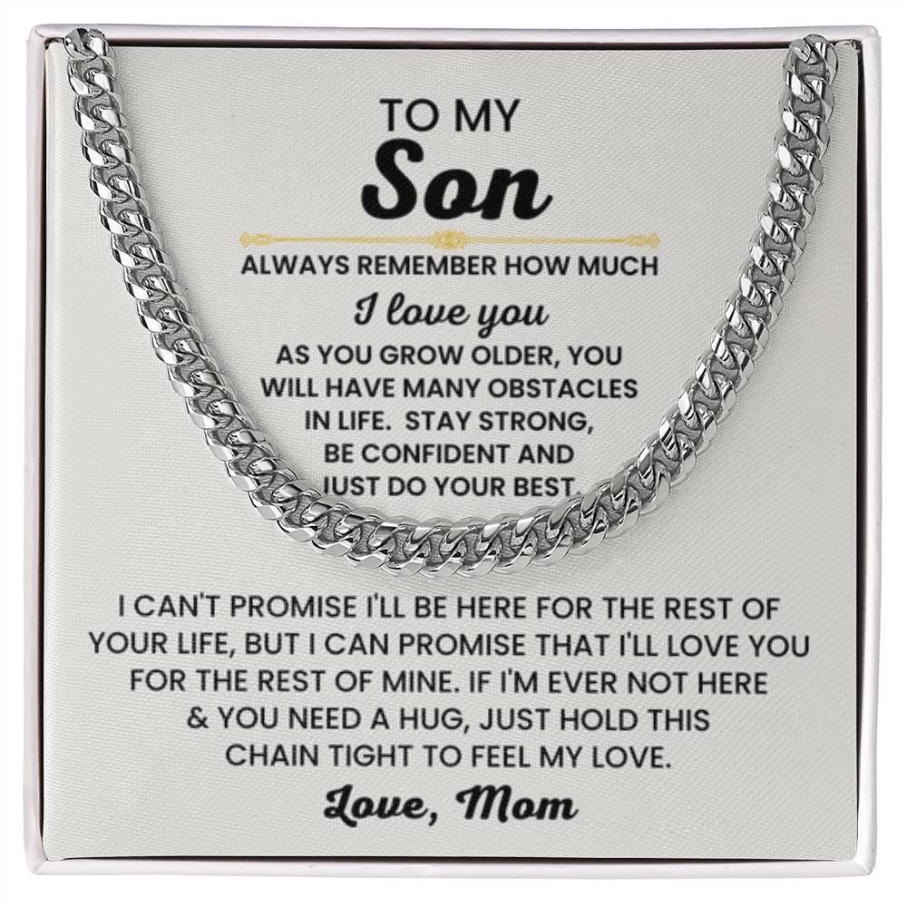 To My Son Necklace - Always remember how much I love you - Cuban Link Chain Gift for Son - Personalize Memories