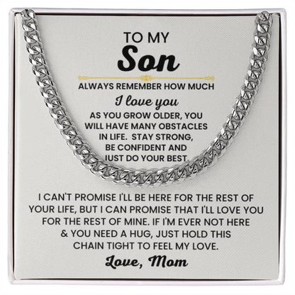 To My Son Necklace - Always remember how much I love you - Cuban Link Chain Gift for Son - Personalize Memories