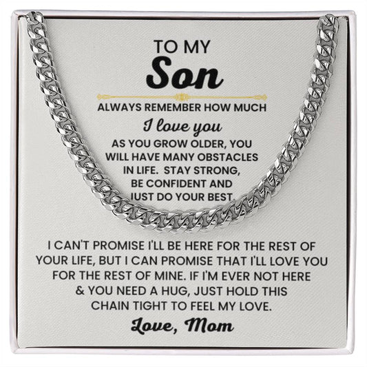 To My Son Necklace - Always remember how much I love you - Cuban Link Chain Gift for Son - Personalize Memories