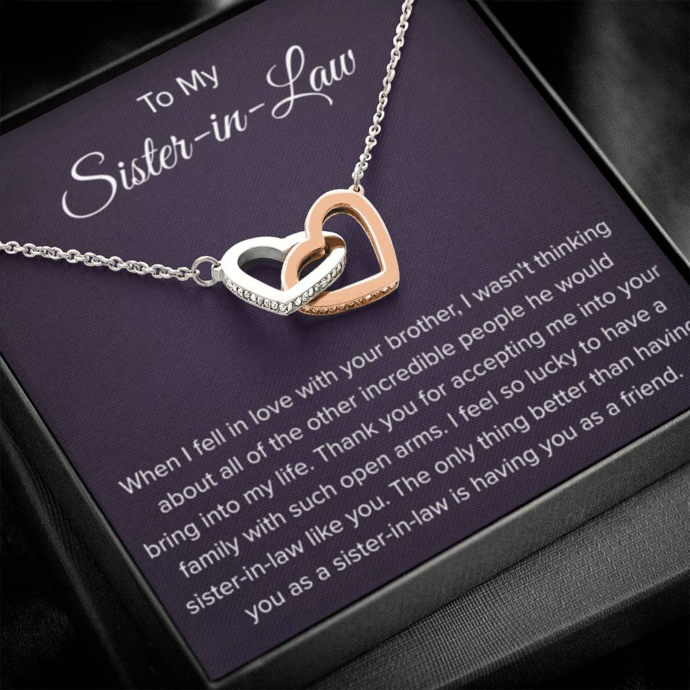 To My Sister In Law - Thank You for Accepting Me - Interlocking Hearts Necklace - Personalize Memories