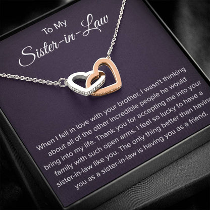 To My Sister In Law - Thank You for Accepting Me - Interlocking Hearts Necklace - Personalize Memories