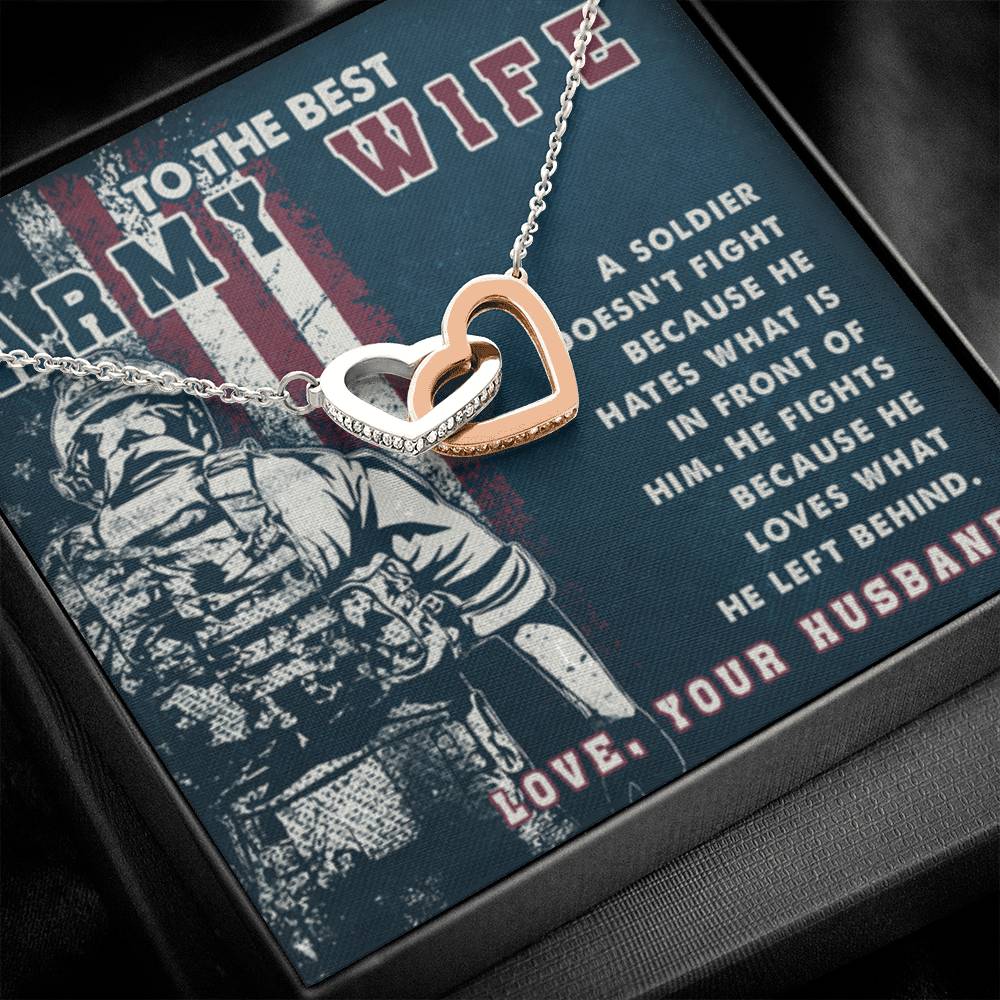 To The Best Army Wife Interlocking Hearts Necklace from Husband - Personalize Memories