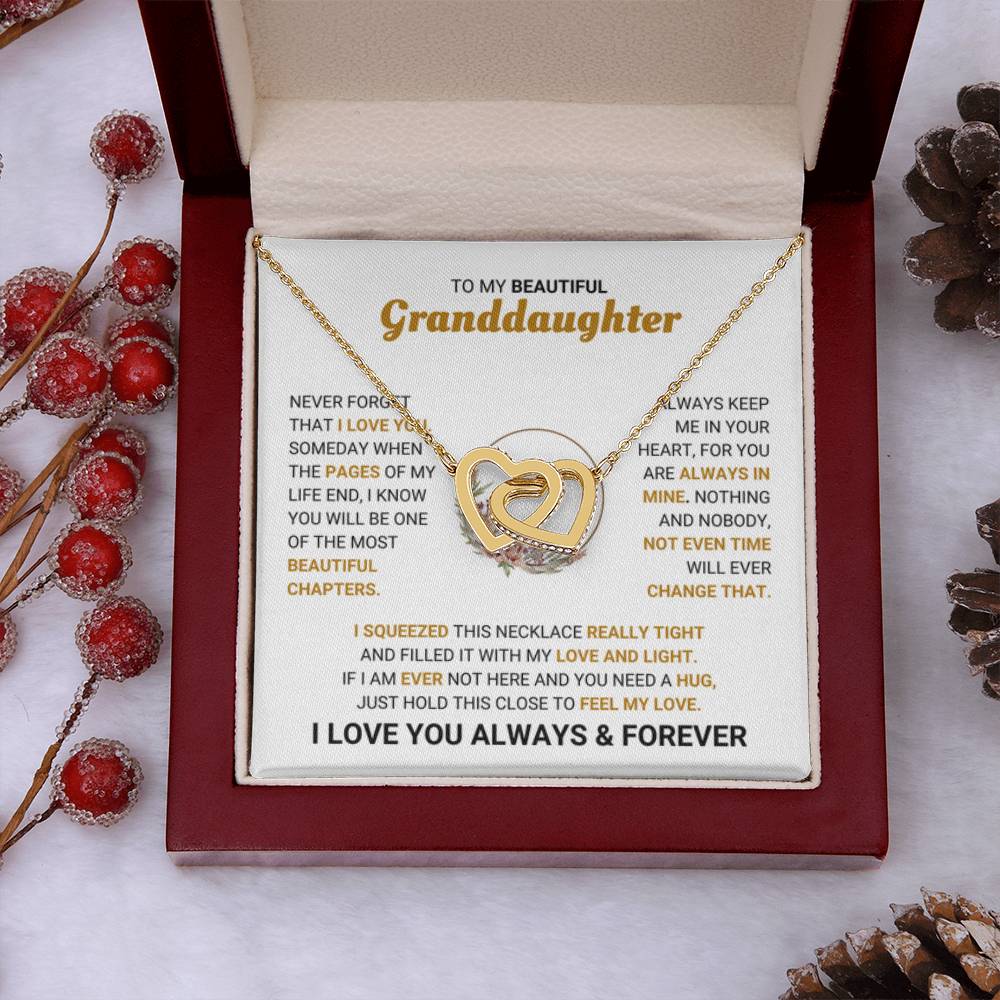 To My Granddaughter Necklace – Jewelry Gift for Granddaughter on Graduation & Birthday – Interlocking Hearts Necklace - Personalize Memories