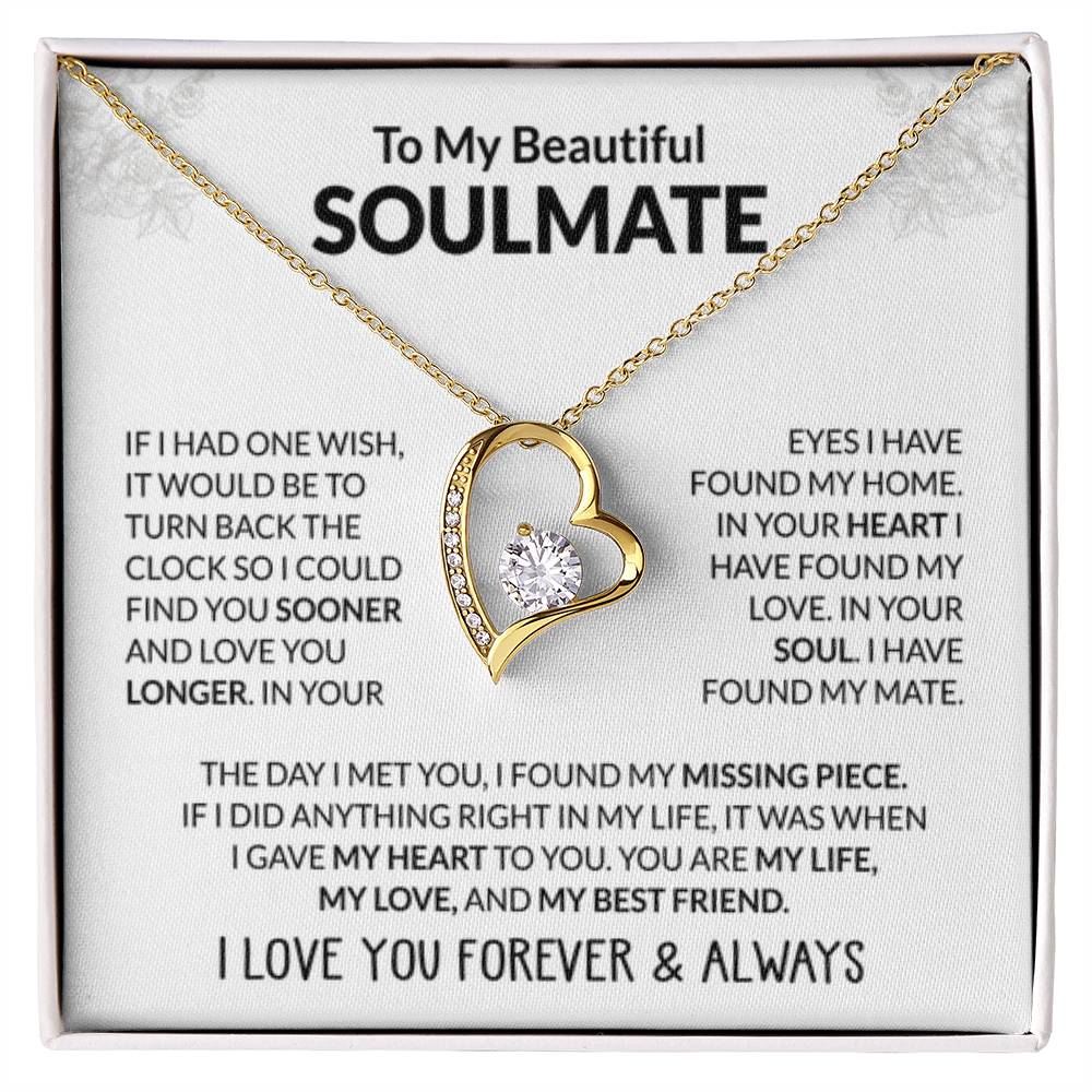 To My Beautiful Soulmate Necklace - Soulmate Jewelry Gift for Her for Birthday & Valentine’s Day - Forever Love Necklace - Personalize Memories