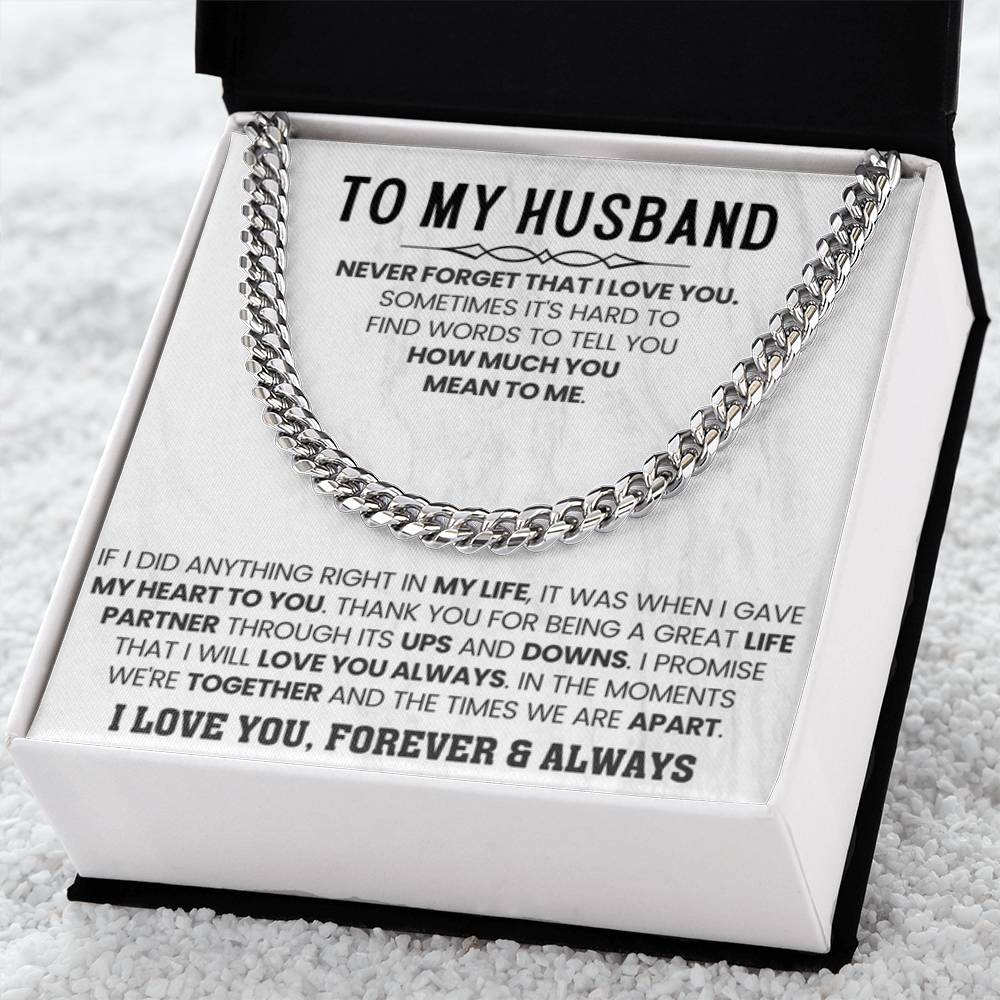 Husband Jewelry Gift from Wife – Cuban Link Chain – Anniversary & Valentine’s Day - Personalize Memories