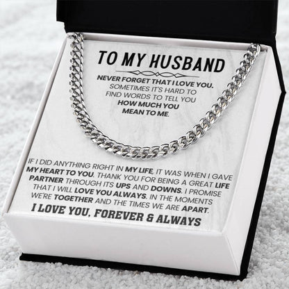 Husband Jewelry Gift from Wife – Cuban Link Chain – Anniversary & Valentine’s Day - Personalize Memories