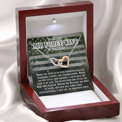 To The Best Air Force Wife - Interlocking Hearts Necklace - Gift from Husband - Personalize Memories