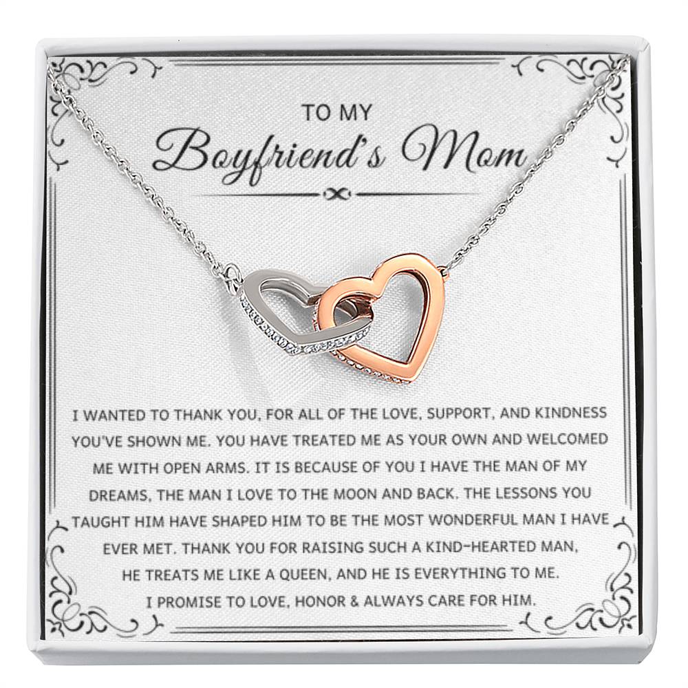 Sentimental Gift for Boyfriend's Mom - I wanted to thank you - Interlocking Hearts Necklace - Personalize Memories