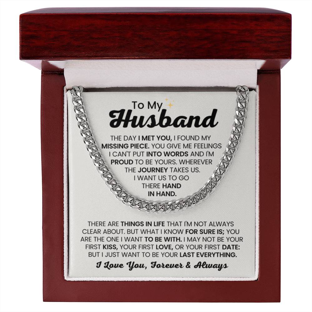 To My Husband - The Day I Met You - Cuban Link Chain - Anniversary & Birthday Gift from Wife - Personalize Memories