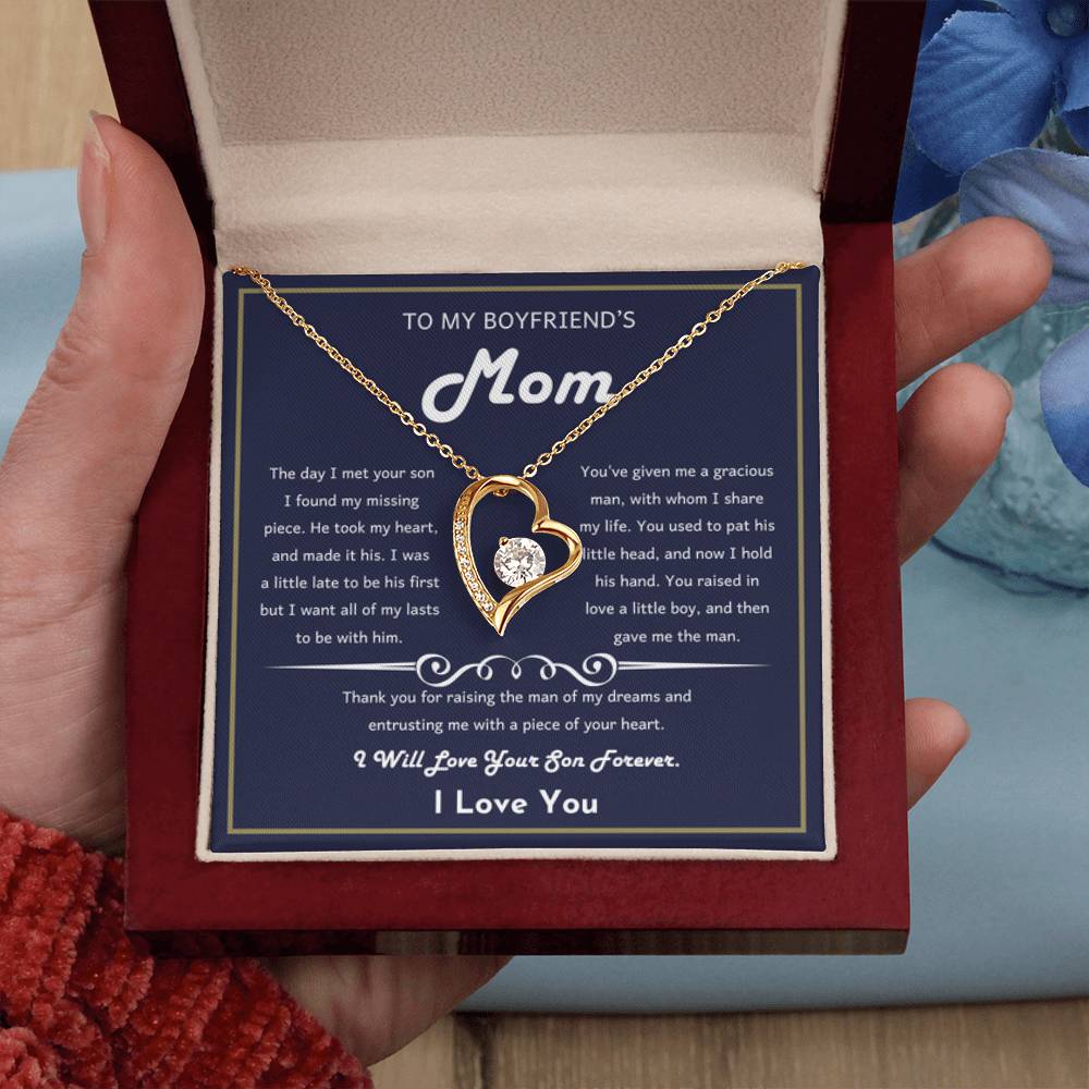 To My Boyfriend's Mom - The day I met your son I found my missing piece - Forever Love Necklace - Unique Bf Mom Present - Personalize Memories