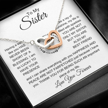 To My Sister - Interlocking Hearts Necklace - Sentimental Gift for Sister - Personalize Memories