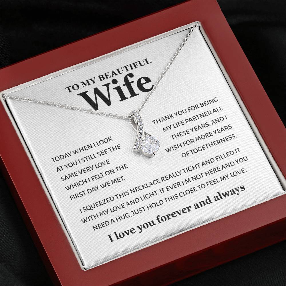 To My Beautiful Wife - Feel My Love - Alluring Beauty Necklace Gift from Husband - Personalize Memories