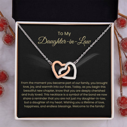 To My Daughter In Law - Interlocking Hearts Necklace - Gift for Daughter in Law - Personalize Memories