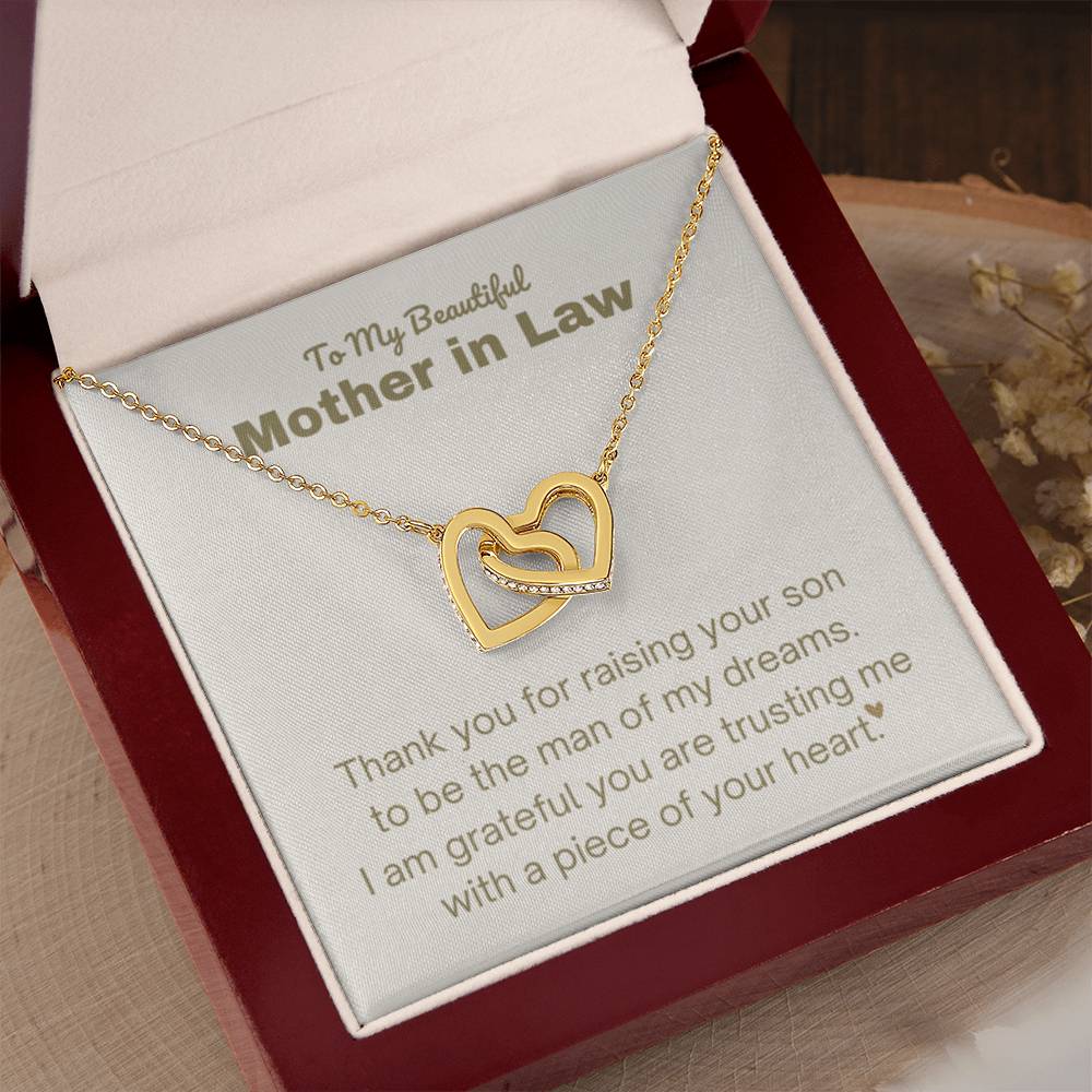 Mother In Law Gift - Thank you for raising the man of my dreams - Interlocking Hearts Necklace - Personalize Memories