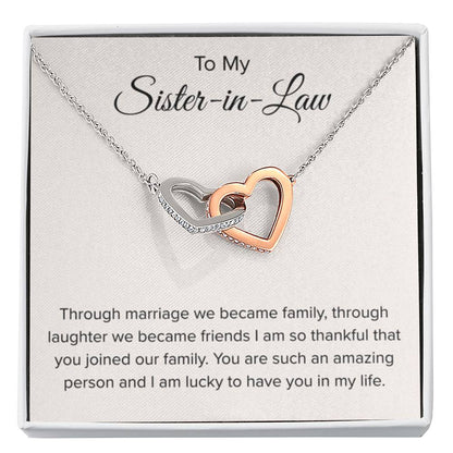 To My Sister In Law - Interlocking Hearts Necklace - Sister In Law Gift - Personalize Memories