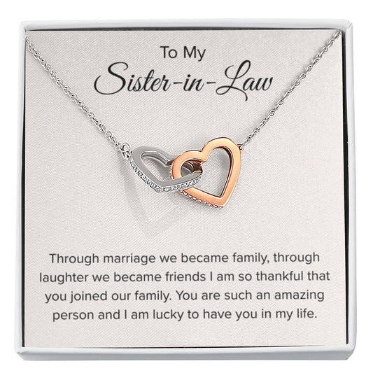 To My Sister In Law - Interlocking Hearts Necklace - Sister In Law Gift - Personalize Memories
