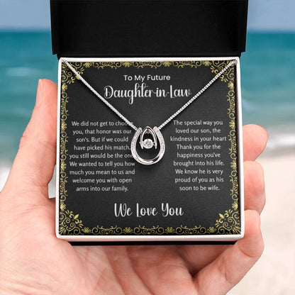 To My Future Daughter In Law - Lucky In Love Necklace - Gift for Bonus Daughter - Personalize Memories