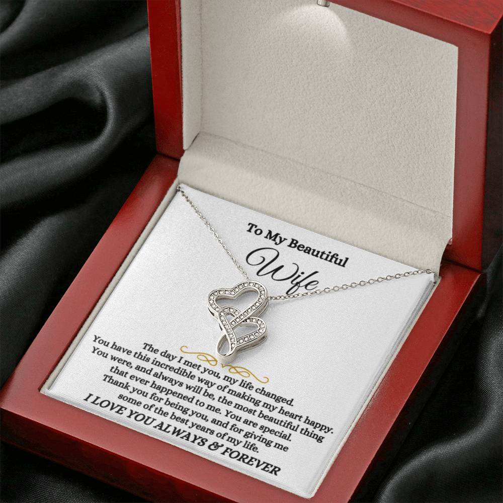 To My Wife Necklace - Romantic Everyday Jewelry Gift from Husband for Birthday, Valentine’s Day & Just Because -Heart-to-heart Pendant Necklace - Personalize Memories