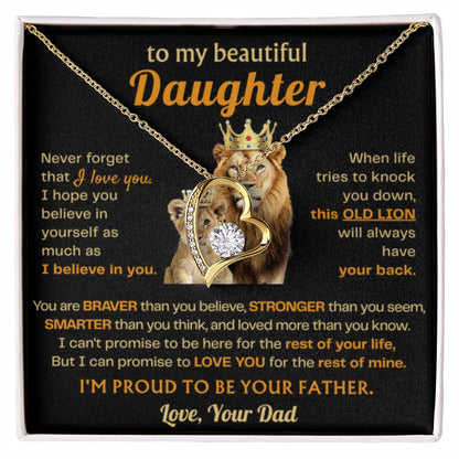 To My Daughter Necklace - Sentimental Jewelry Gift from Dad for Graduation & Life Achievements - Forever Love Necklace - Personalize Memories