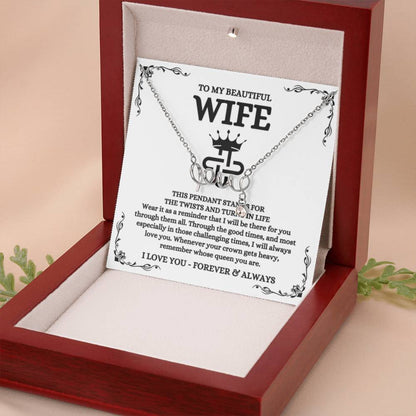 To My Beautiful Wife Necklace - Romantic Husband to Wife Jewelry for Birthday, Valentine’s Day & Special Celebrations - Scripted Love Necklace - Personalize Memories