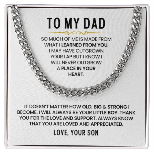 Gift for Dad - I Will Always Be Your Little Boy - Cuban Link Chain from Son - Personalize Memories
