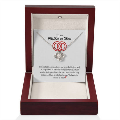 To My Mother In Law - I am so grateful to officially join your family - Love Knot Necklace - Personalize Memories
