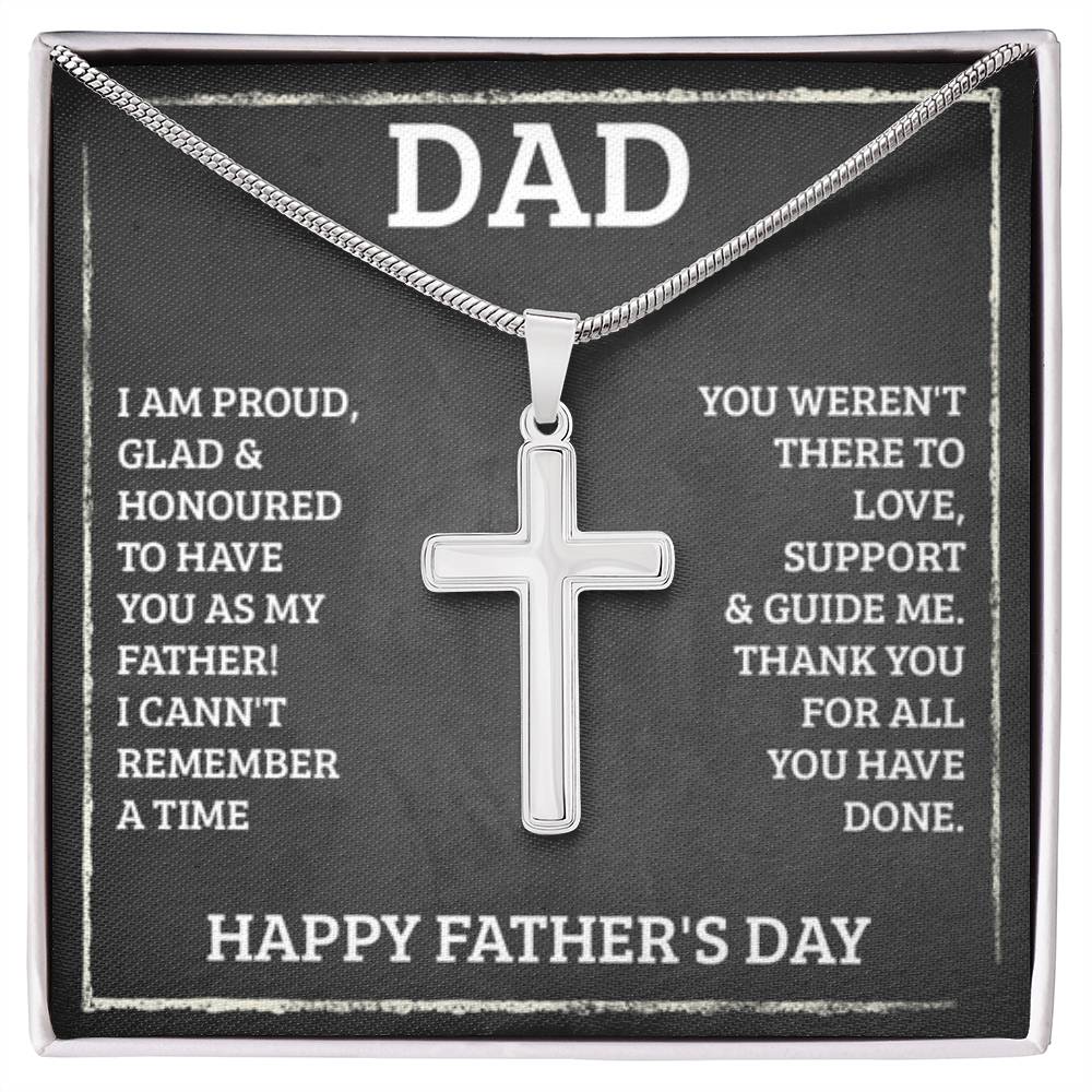 Dad - I'm proud - Artisan Cross Necklace - Father's Day Present - Personalize Memories