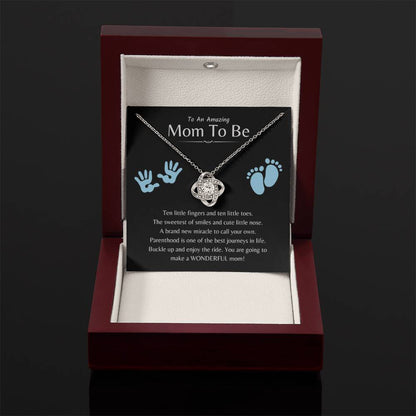To An Amazing Mama To Be - A brand new miracle to call your own - Love Knot Necklace - Unique Gift for New Mom - Personalize Memories