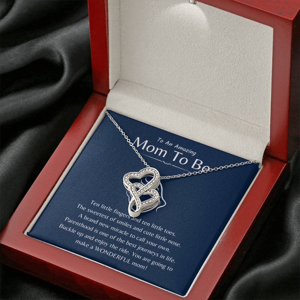 To An Amazing Mama To Be - Ten little fingers and ten little toes - Heart-to-heart Pendant Necklace - Personalize Memories