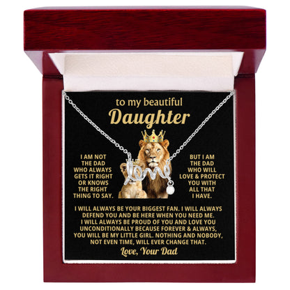 To My Beautiful Daughter Necklace - I will always be your biggest fan - Gift for Daughter from Dad - Scripted Love Necklace - Personalize Memories