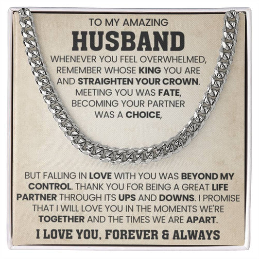 Cuban Link Chain for Him - Husband Birthday & Anniversary Gift from Wife - Personalize Memories