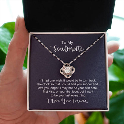 To My Soulmate Necklace - Soulmate Gift for Her for Valentine’s Day & Every Day Love - Love Knot Necklace - Personalize Memories