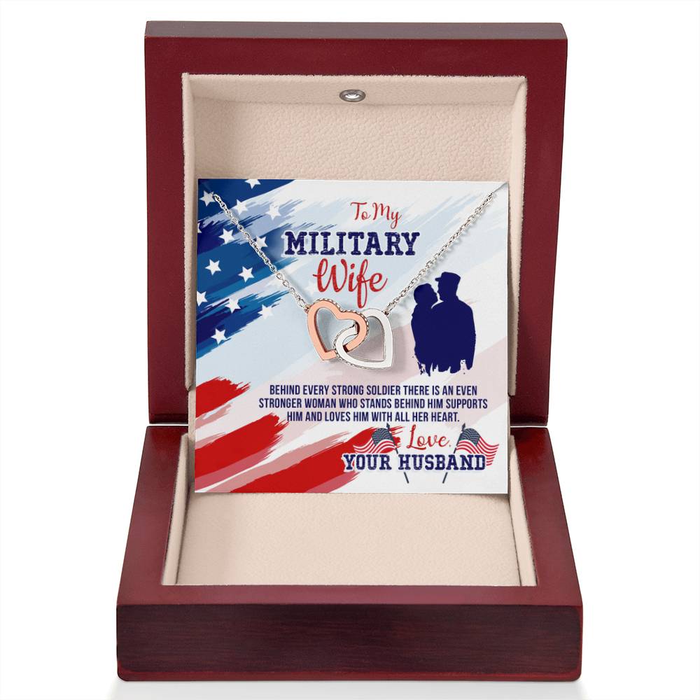 To My Military Wife from Husband - Interlocking Hearts Necklace - Personalize Memories