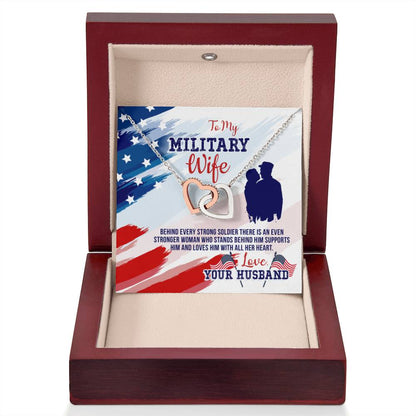 To My Military Wife from Husband - Interlocking Hearts Necklace - Personalize Memories
