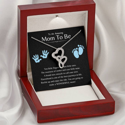 To An Amazing Mama To Be - A brand new miracle to call your own - Heart-to-heart Necklace - Unique Gift for New Mom - Personalize Memories