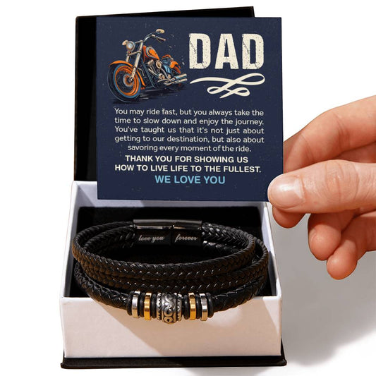 Gift for Dad from Kids - #1 Biker Dad - Love You Forever Bracelet - Personalize Memories