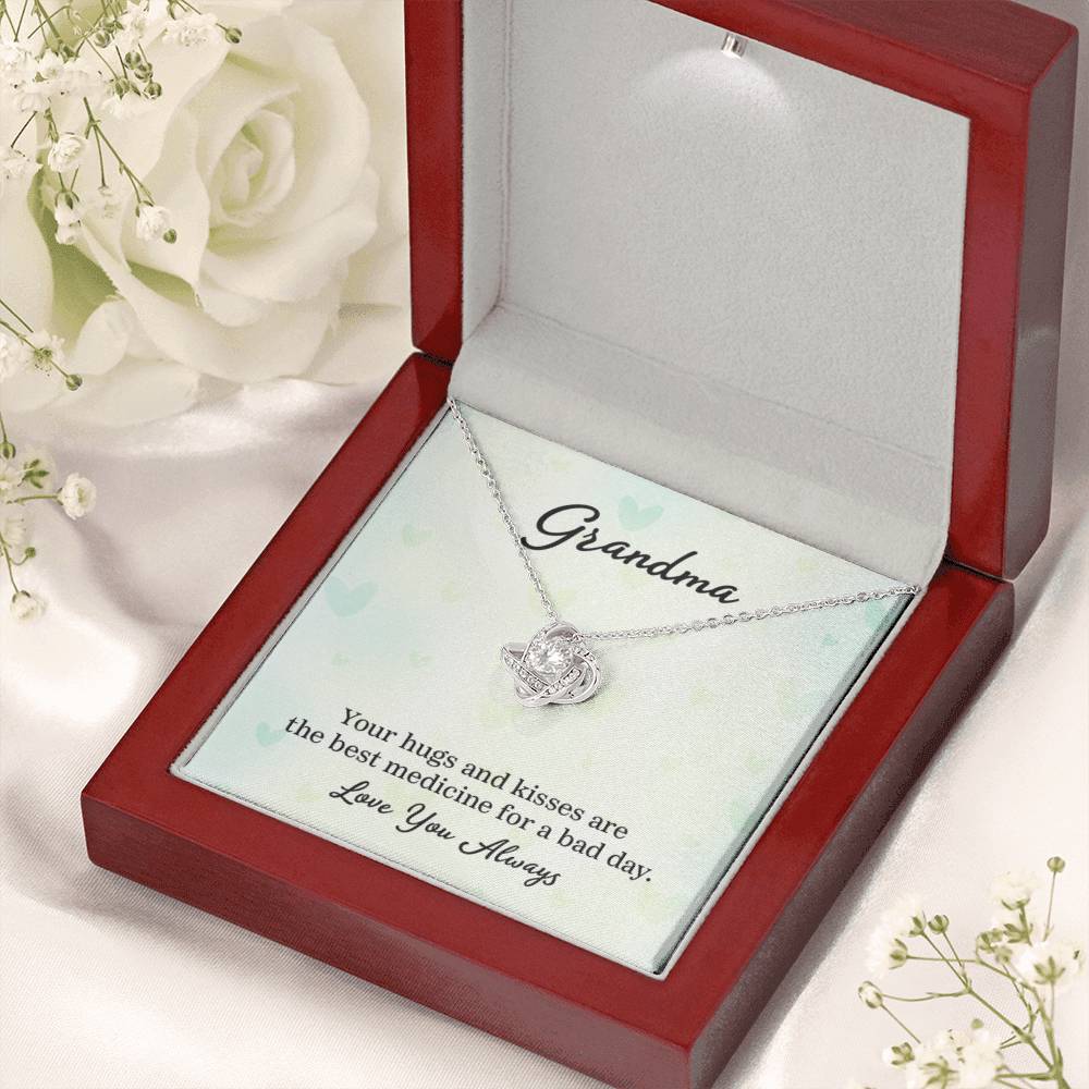 Gift for Grandma - Your Hugs and Kisses Grandma - Love Knot Necklace - Personalize Memories