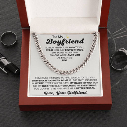 Cuban Link Chain for Boyfriend - Birthday, Anniversary Gift from Girlfriend - Personalize Memories