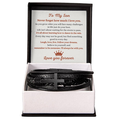 Gift for Son – Birthday, Christmas Jewelry – Men’s Cross Bracelet - Personalize Memories