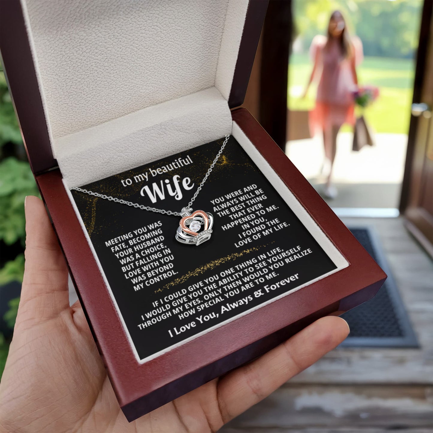 To My Wife Necklace - Perfect Romantic Gift from Husband - Crown Pendant Necklace - Personalize Memories