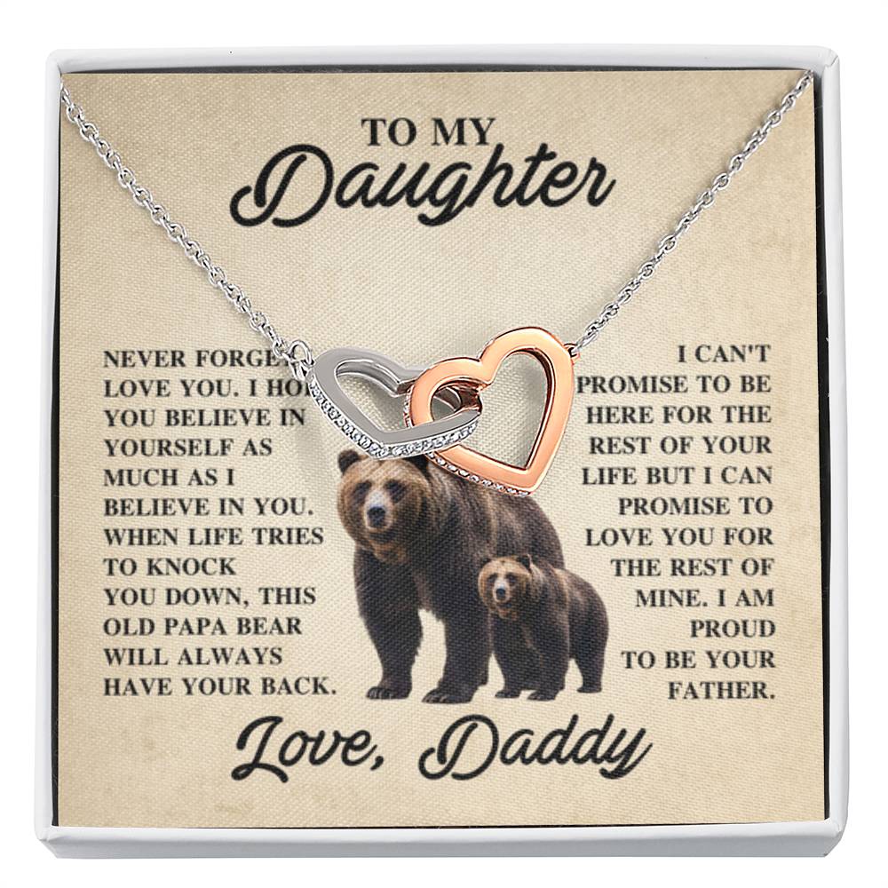 To My Daughter Necklace - Proud Dad to Daughter Jewelry for Birthday, Graduation & Special Celebrations - Interlocking Hearts Necklace - Personalize Memories