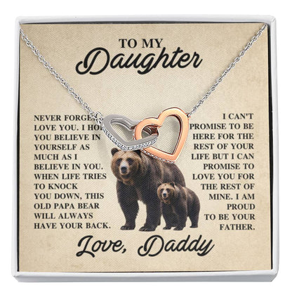 To My Daughter Necklace - Proud Dad to Daughter Jewelry for Birthday, Graduation & Special Celebrations - Interlocking Hearts Necklace - Personalize Memories