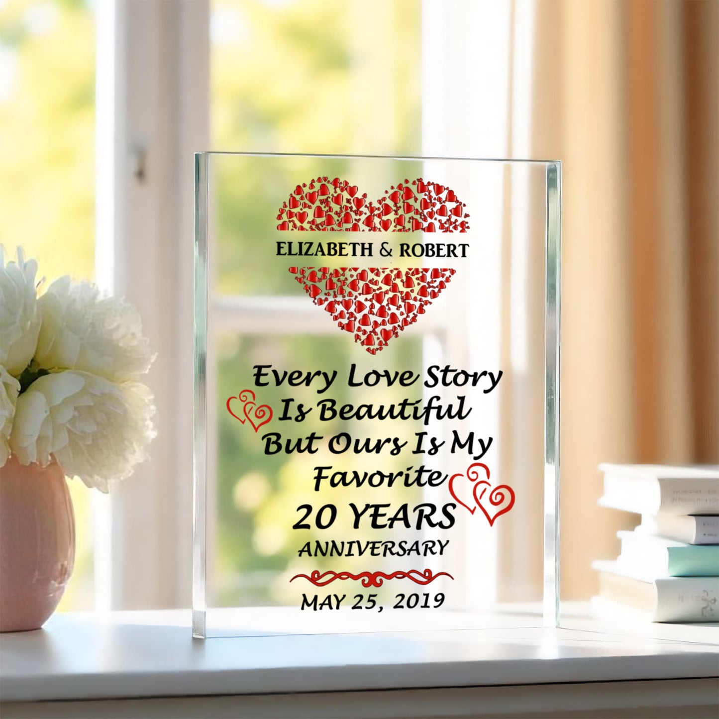 Personalized 20th Anniversary Acrylic Block, Gifts For Couples, 20th Anniversary Gifts For Husband And Wife, Heart Frame 20 Years Of Marriage