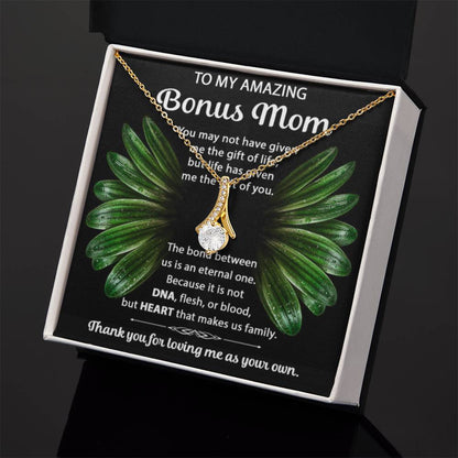 To My Bonus Mom - Thank you for loving me as your own - Alluring Beauty Necklace - Best for Birthday, Christmas & Mother's Day - Personalize Memories