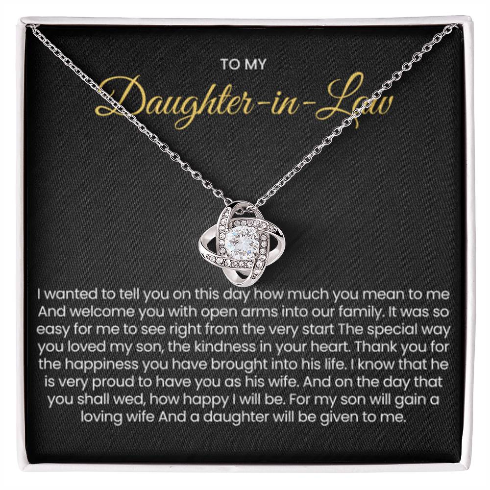 To My Daughter In Law - Gift for Daughter in Law - Love Knot Necklace - Personalize Memories
