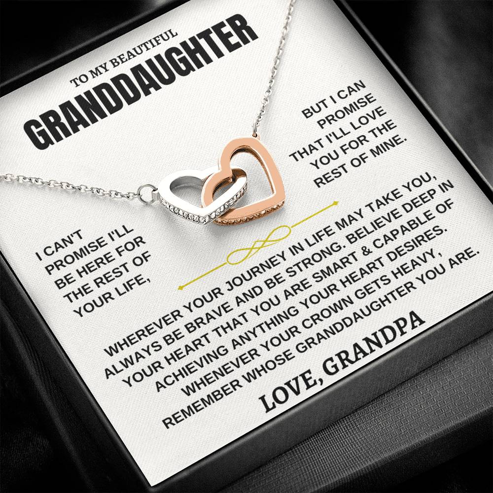 To My Granddaughter - Interlocking Hearts Necklace - Gift From Grandpa - Personalize Memories