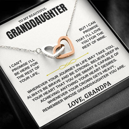 To My Granddaughter - Interlocking Hearts Necklace - Gift From Grandpa - Personalize Memories